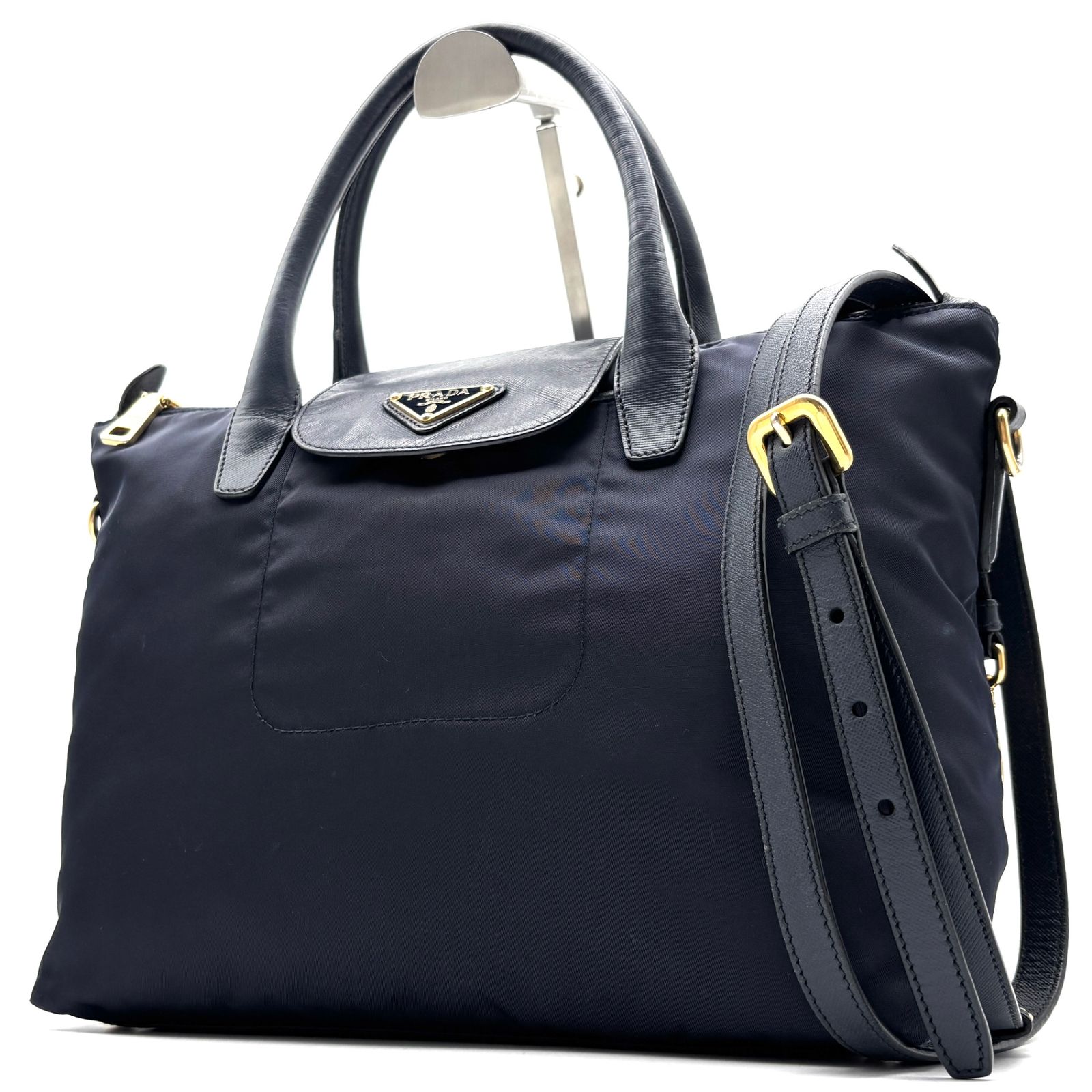 美品 PRADA プラダ 三角ロゴ プレート ハンドバッグ ショルダーバッグ 