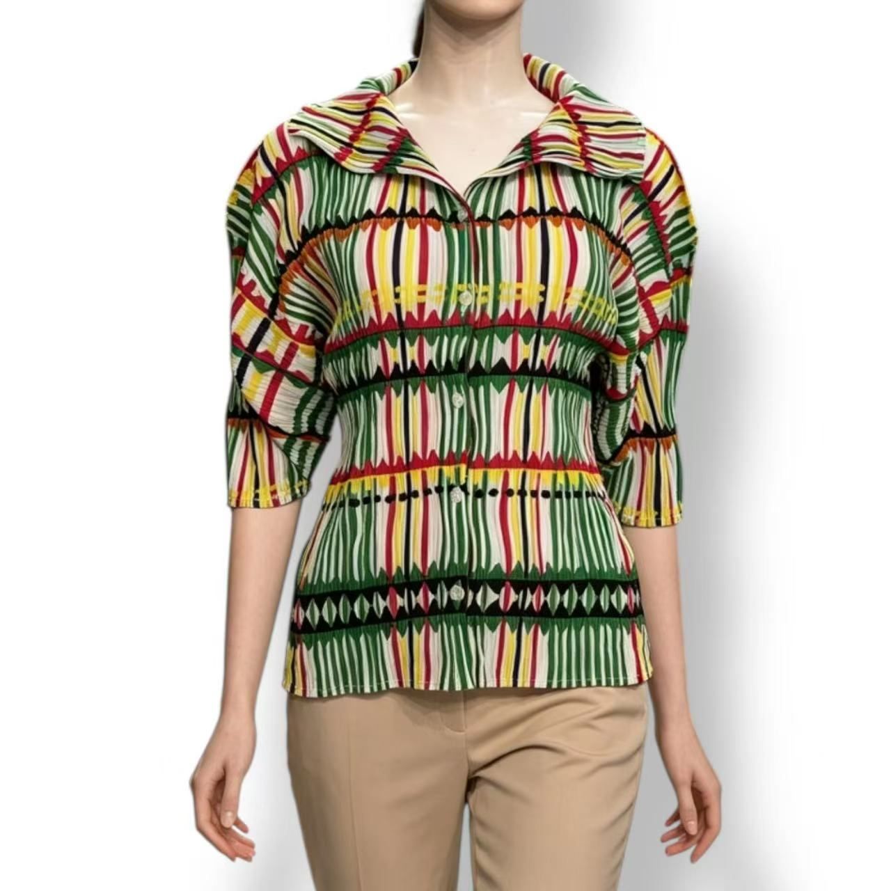 極美品 ISSEY MIYAKE イッセイミヤケ PLEATS PLEASE プリーツプリーズ トップス カットソー マルチカラー サイズ3