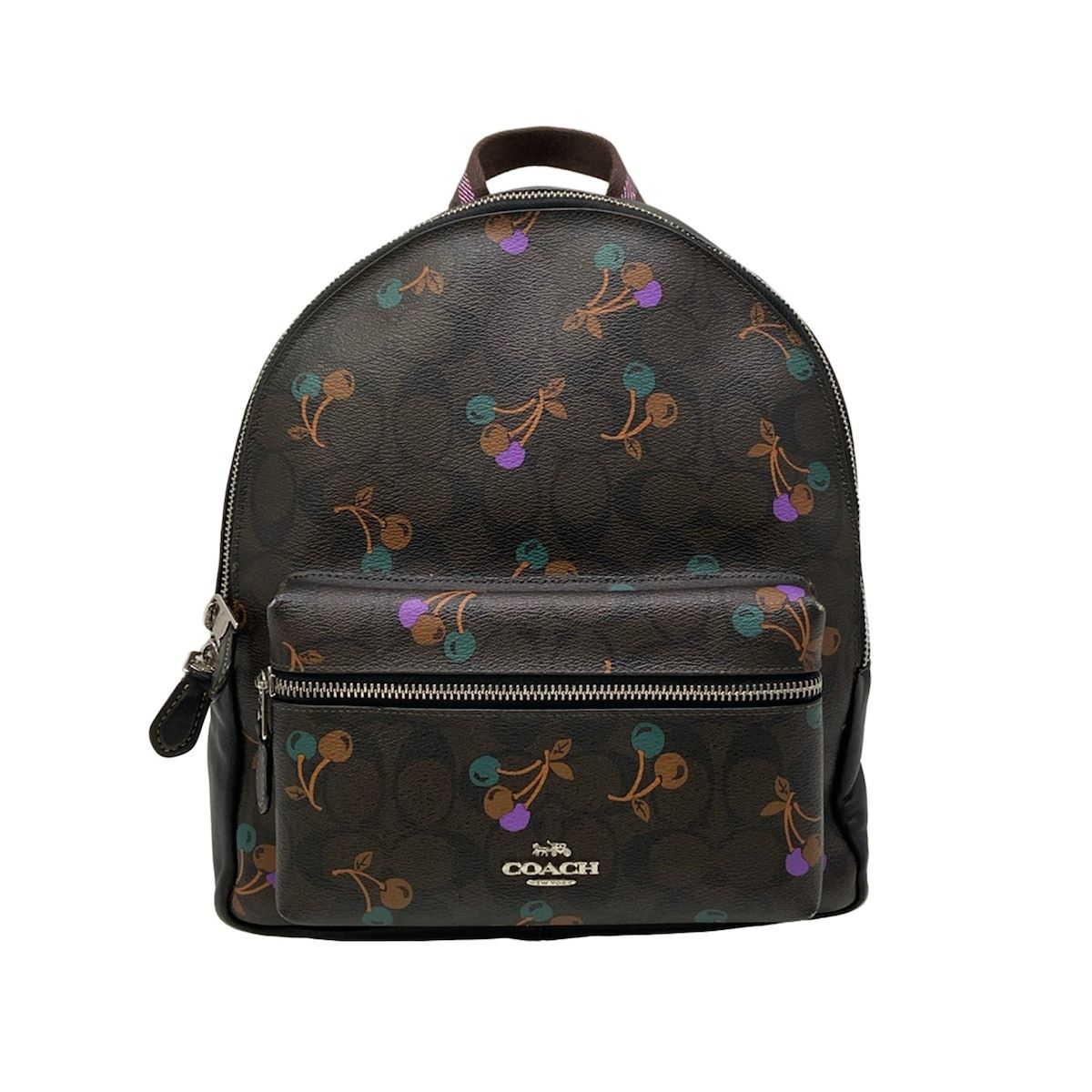 COACH(コーチ) リュックサック シグネチャー柄 F31372 ダークブラウン×黒×マルチ レザー
