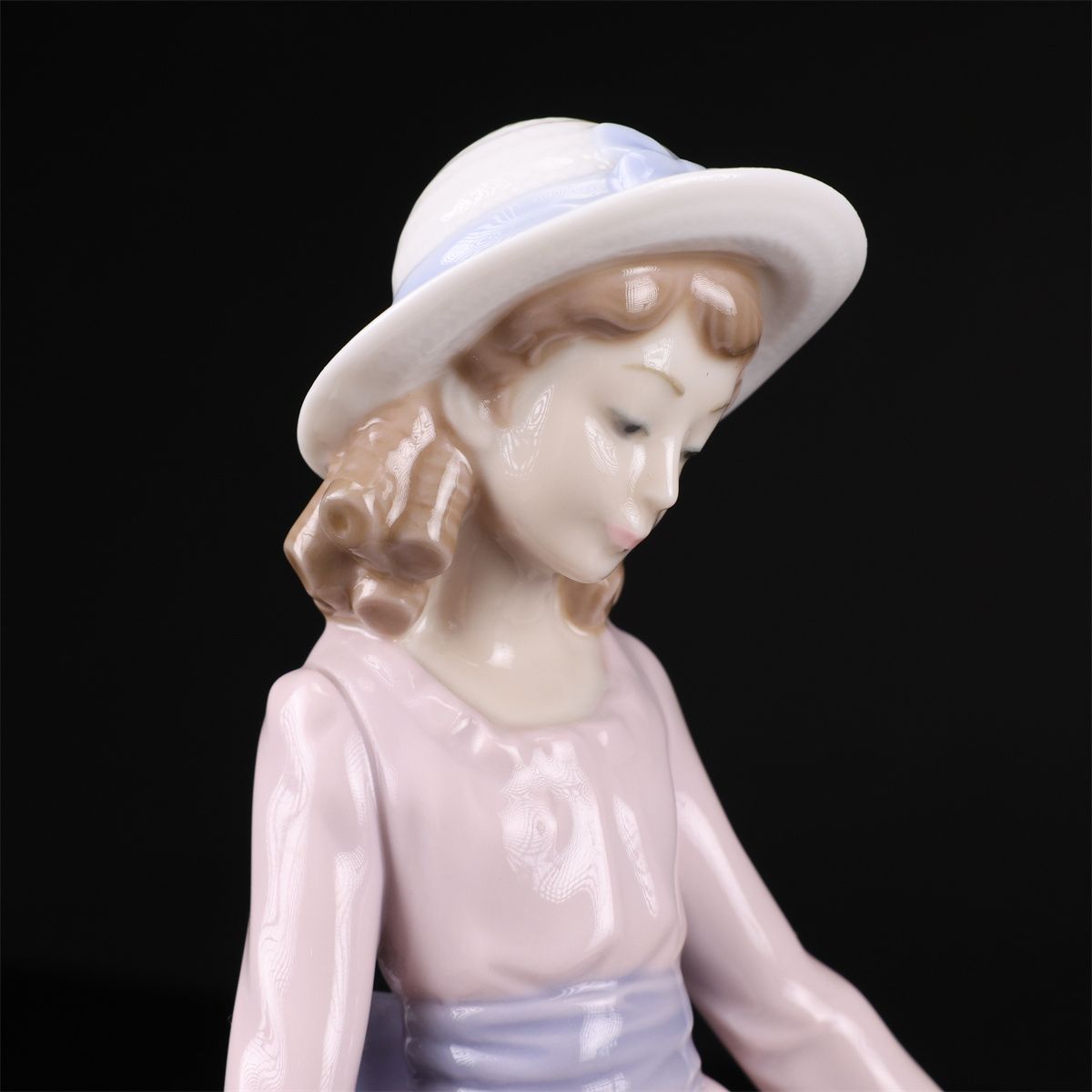 LLADRO 【リヤドロ】 磁器人形 「花のバスケット」 少女 置物 高25