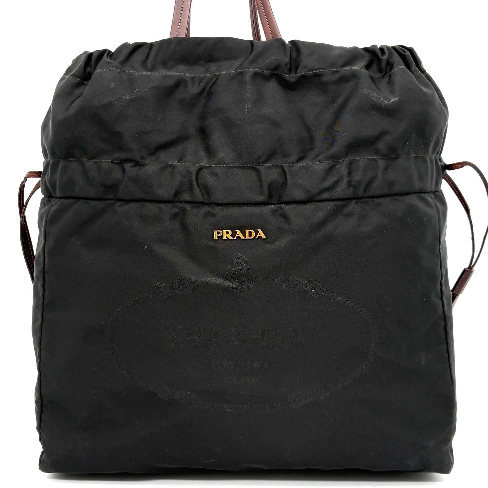 PRADA ジャガードロゴ ナイロンバッグ 巾着 大容量 バッグPRADA プラダ 