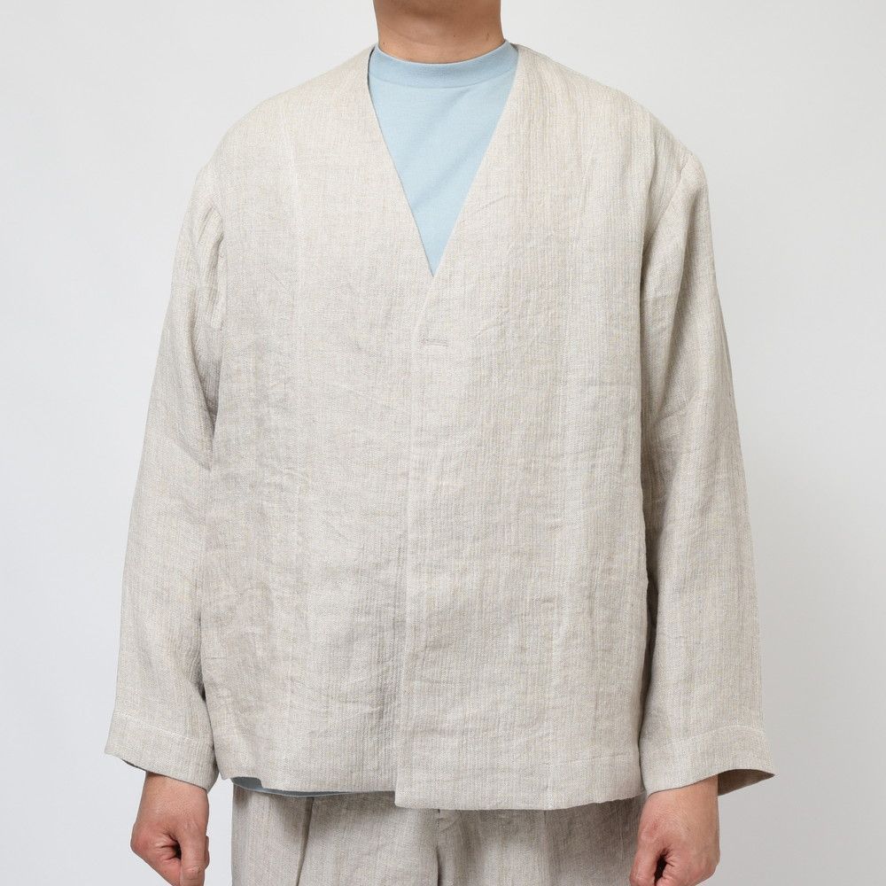 【40%OFF】AMBELL(アンベル) リネンダブルフェイスノーカラージャケット 00035(3) 17031401163 ベージュ 48サイズ 新品