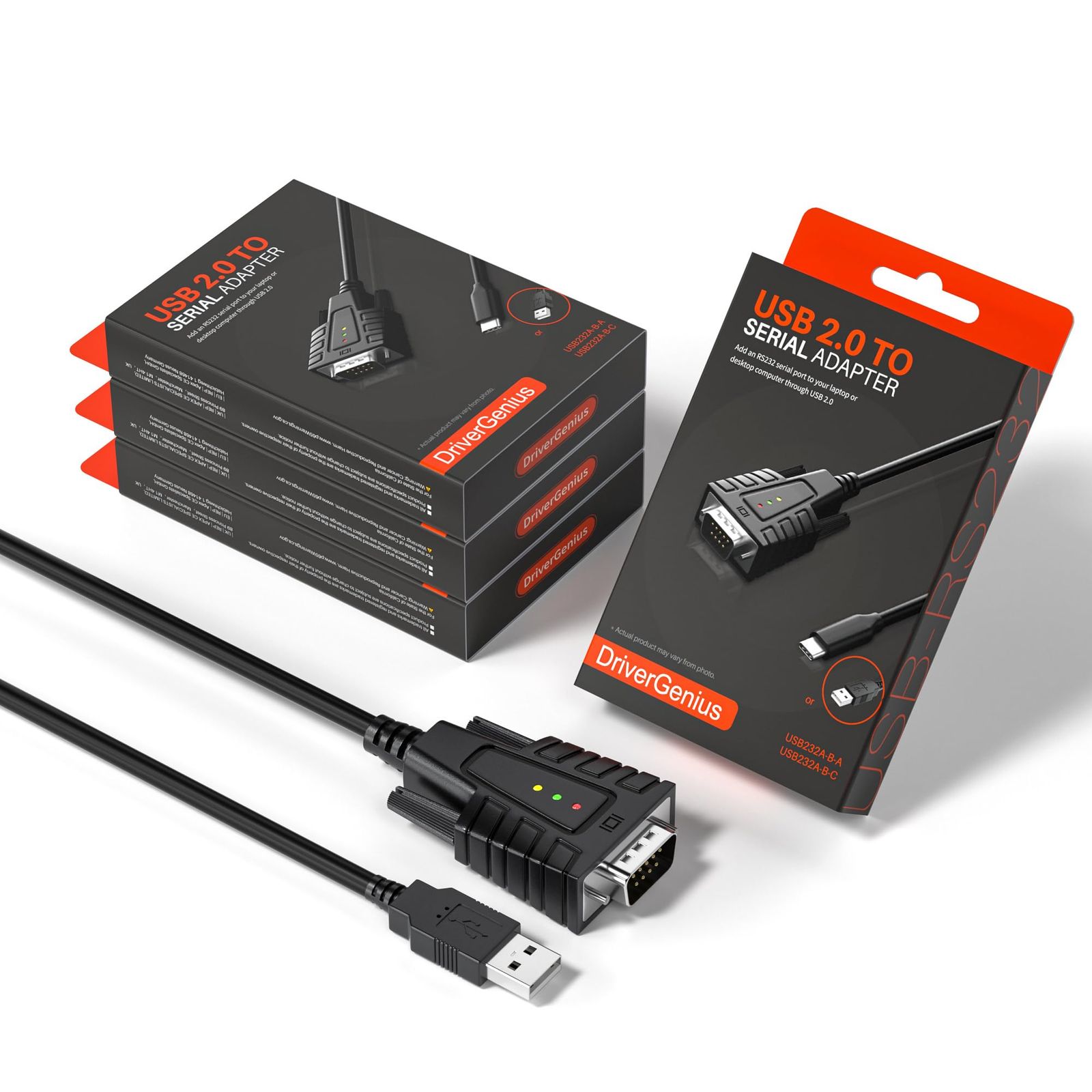 DriverGenius SerialEdgeX シリーズ USB-RS232 シリアル変換ケーブル｜Serialコンバーターアダプター｜3つのLEDインジケーター搭載｜Windows 11・macOS 15対応｜産業用 1ポート｜USB232A-B ...