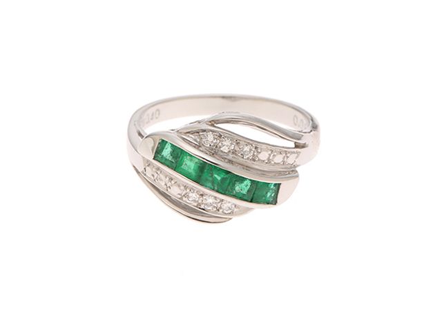JEWELRY ジュエリー ジュエリー リング リング・指輪 Pt900プラチナ Pt900/エメラルド/ダイヤモンド 12号 - レディース【中古】【200】