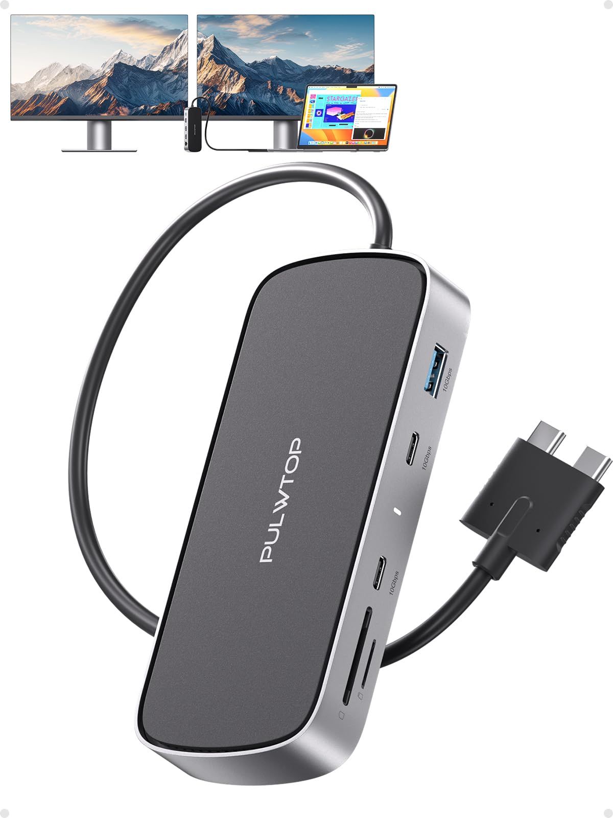 PULWTOP MacBook Pro ドッキングステーション デュアルモニター 4K@60Hz MacBook Air/Pro M5/M4/M3 Pro & Max用 Macドッキングステーション デュアルモニター Macbook Proドック 2 ...