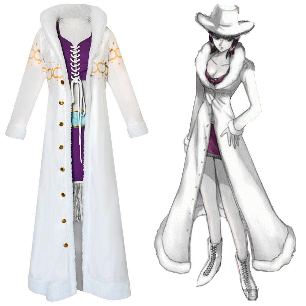 人気商品 コスプレ 衣装 ニコ・ロビン ワンピース 毛皮襟付き ジャケット フルセット 仮装服 -4