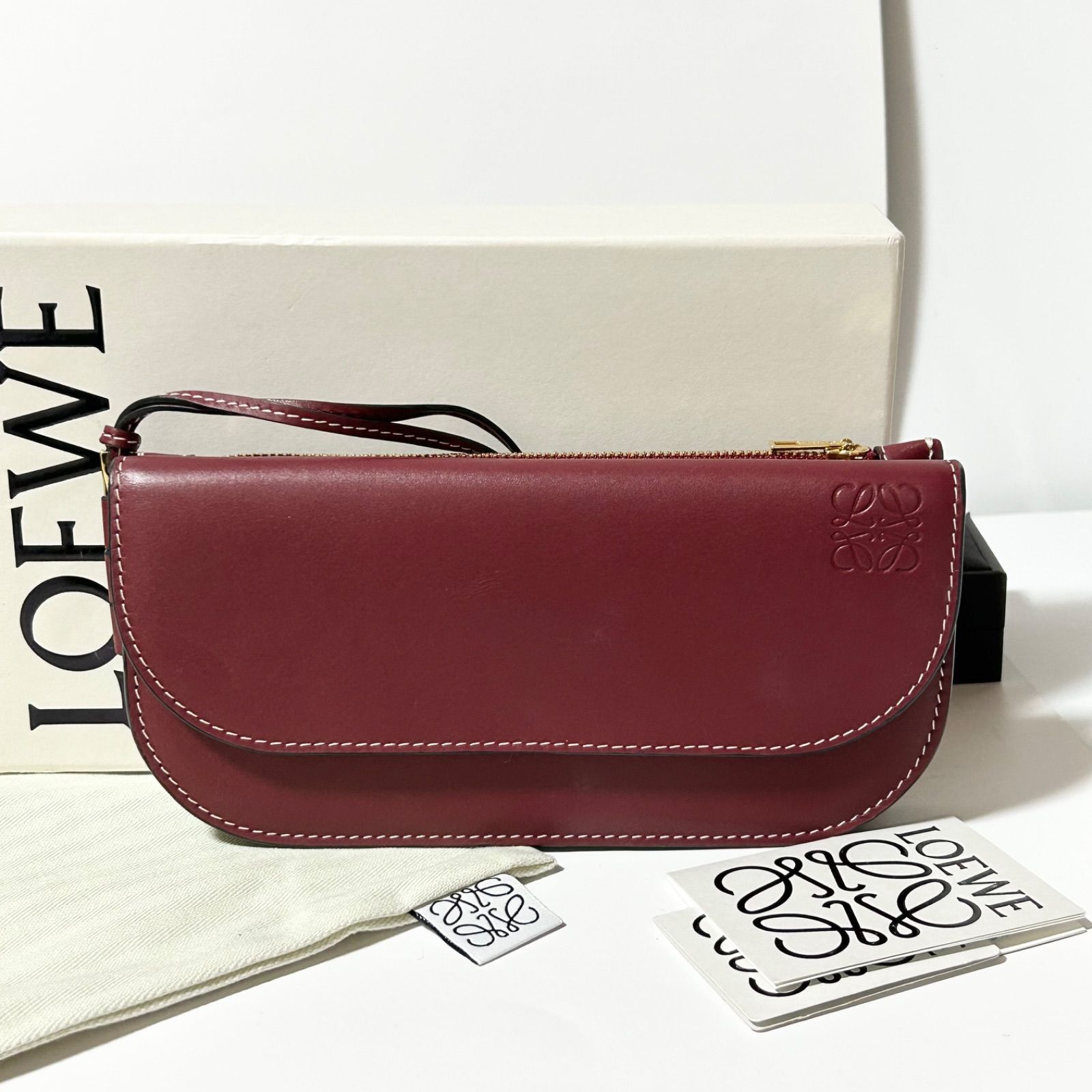 LOEWE ロエベ アナグラム ゲート コンチネンタル ウォレット 二つ折り長財布 113.54.U84 レザー ボルドー H3191140y