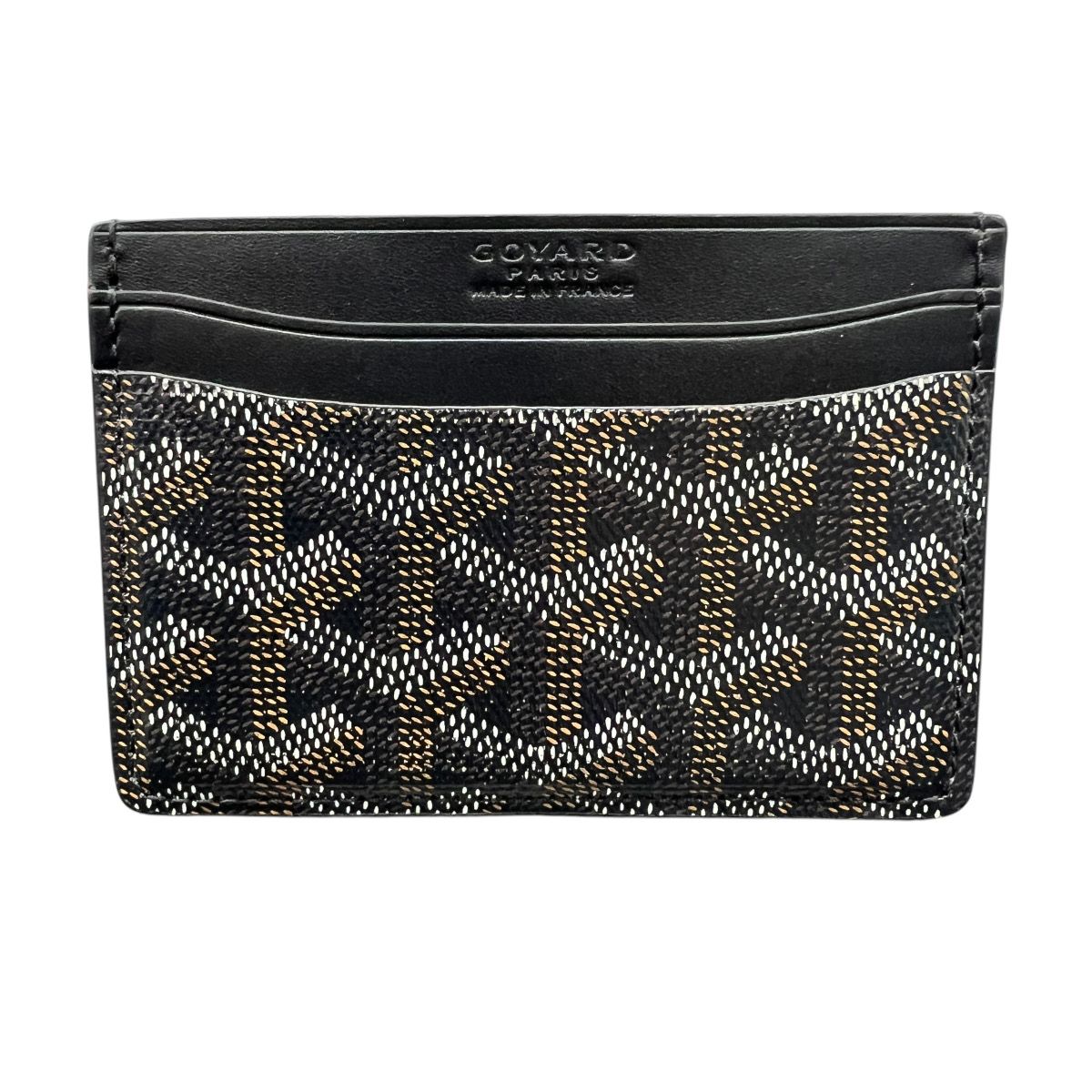GOYARD 極美品 ゴヤール サンシュルピス パスケース カードケース ヘリンボーン PVC レザー ブラック ブラウン 定期入れ Aランク 中古 鑑定済 ゴヤール財布
