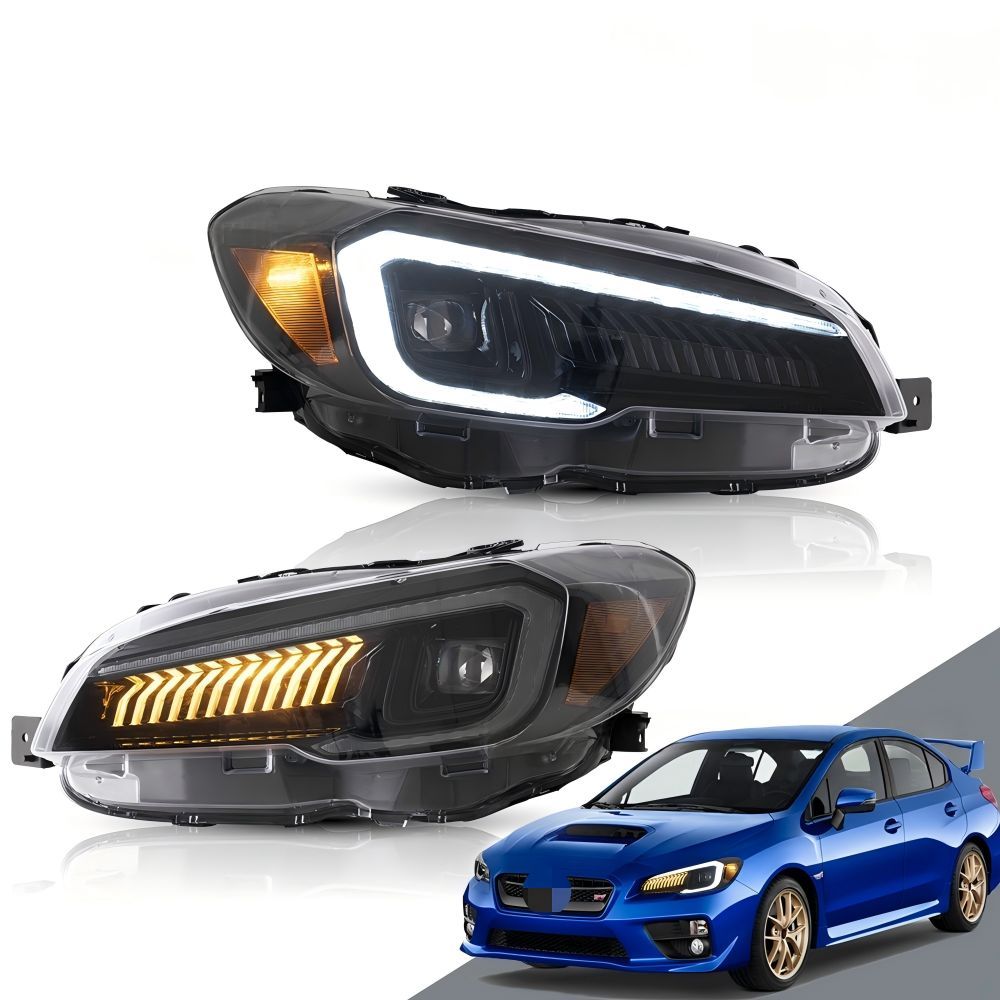 【送料無料】スバル WRX Subaru WRX 2015-2021 対応 LEDヘッドライト フロントライト シーケンシャルウインカー 迎賓ライト プロジェクターランプ 外装パーツ 視認性向上 ドレスアップ 左右セット