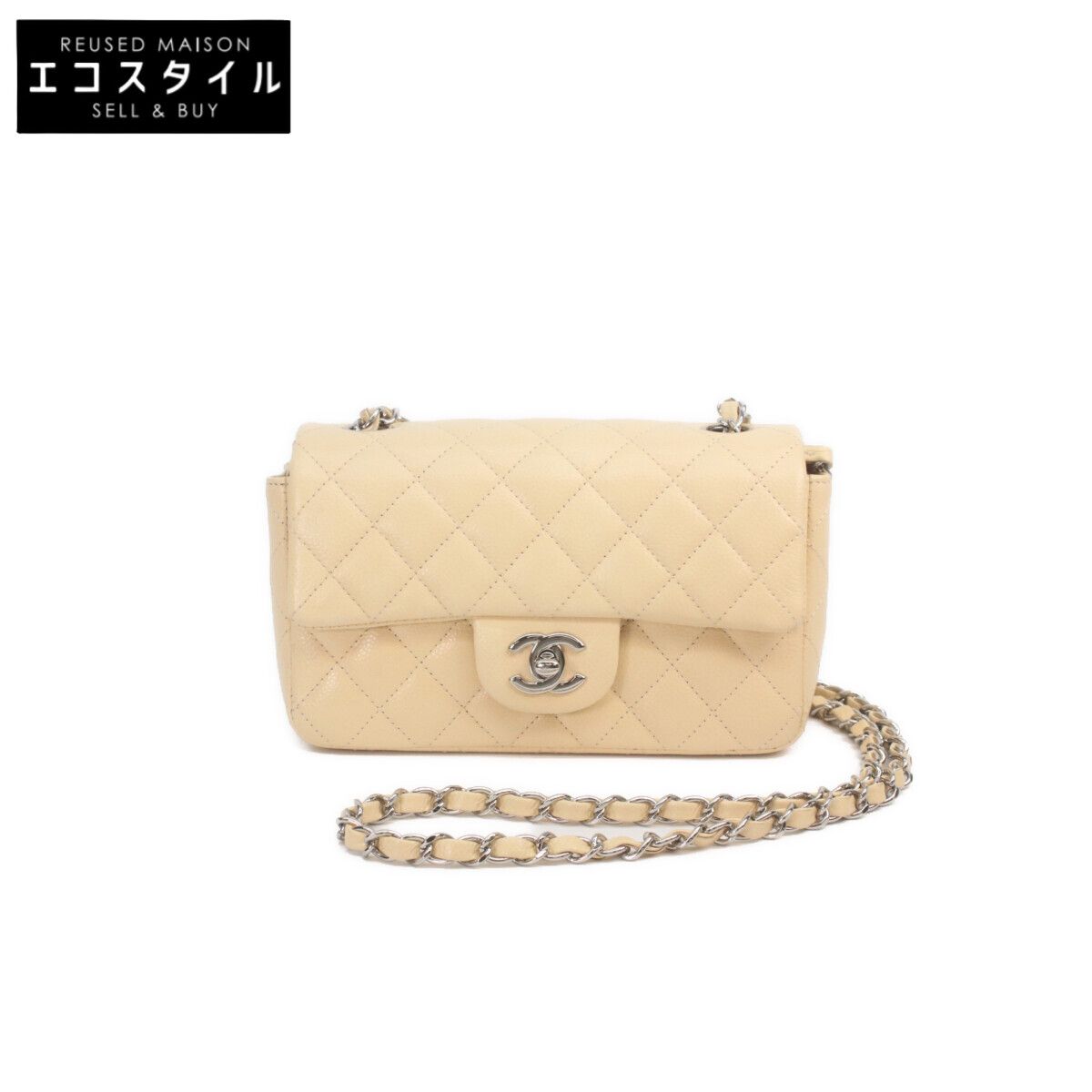 CHANEL シャネル A69900 ﾍﾞｰｼﾞｭ ｷｬﾋﾞｱ ｼﾙﾊﾞｰ金具 ﾐﾆﾏﾄﾗｯｾ20