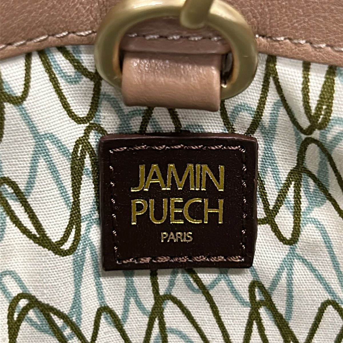 JAMIN PUECH(ジャマンピエッシェ) トートバッグ ブラウン×グリーン
