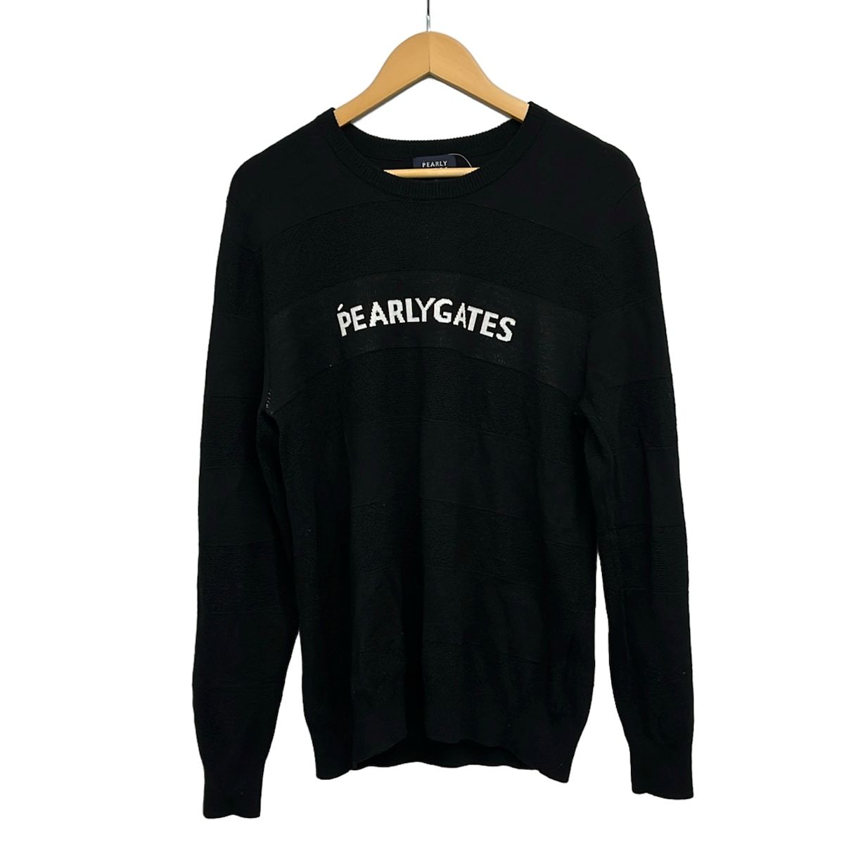 PEARLY GATES(パーリーゲイツ) 長袖セーター サイズ6 メンズ - 黒×白 クルーネック/ロゴ 6,560円