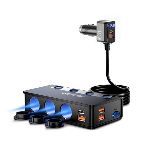 BESTEK シガーソケット増設 3連 USB 車載充電器 ソケット QC3.0 PD30W 急速充電 ポート付き シガーライター 対応可能 電圧・電流測定機能搭載 12V/24V車対応 カーチャージャー BTTR49 国内発送 3211e59e