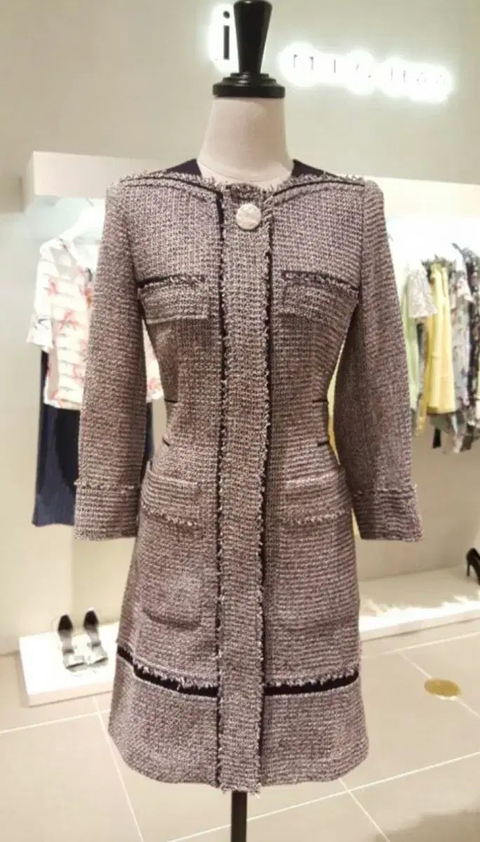 イッミシャ itMICHAA ツイード ジャケット ロング丈 55