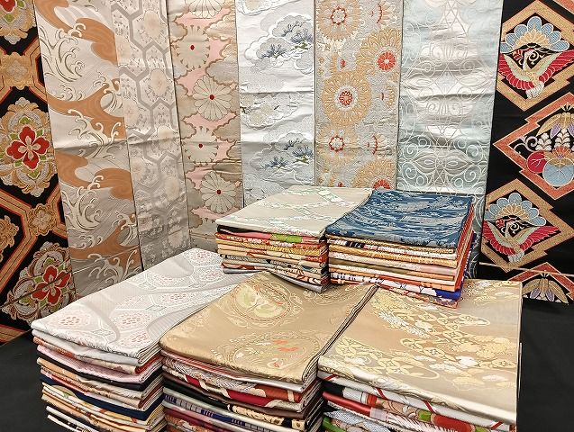 平和屋着物■袋帯 西陣 まとめて100点 鶴 向かい孔雀 尾長鳥 馬 人物 風景 更紗 正倉院 宝相華 立波 佐賀錦 未使用品有 全て正絹 mmm1098
