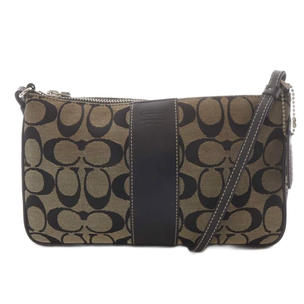 コーチ COACH ショルダーバッグ ワンショルダー シグネチャー キャンバス レザー グレー ブラック 6338 /YO10 ■GY18