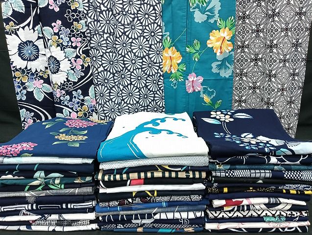 平和屋着物■浴衣 まとめて 45点 蝶 紫陽花 花柄 七宝 立波 型染め など 着用可能多数 未使用品あり mmm1073