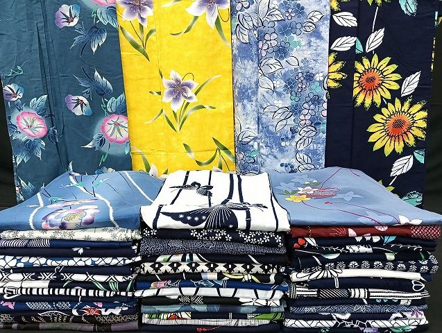 平和屋着物■浴衣 まとめて 45点 蝶 朝顔 紫陽花 向日葵 花柄 型染め 暈し染め など 着用可能多数 未使用品あり mmm1086