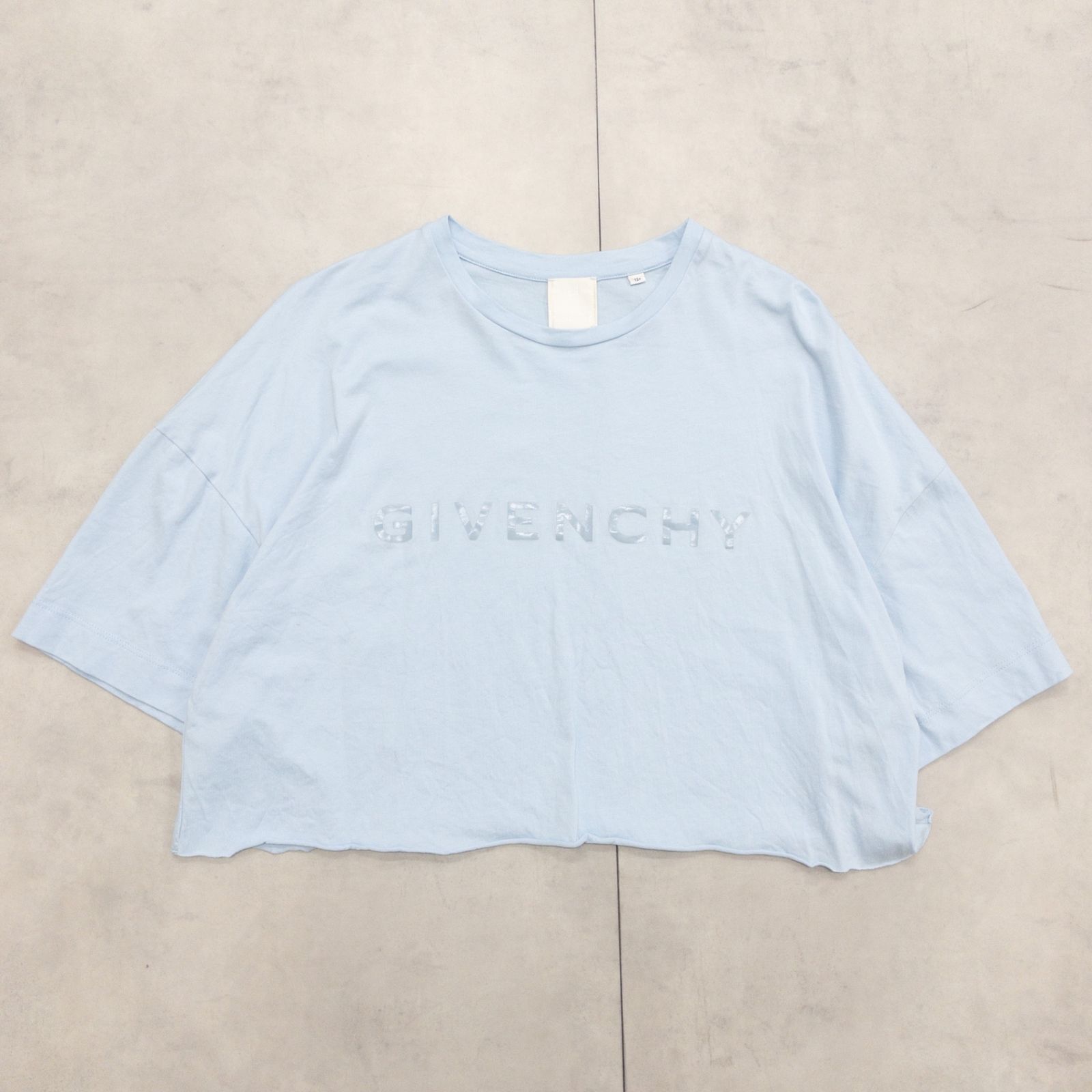 GIVENCHY ジバンシィ Tシャツ カットソー クロップド ショート丈 ロゴ コットン スカイブルー キッズ 12+ b01345