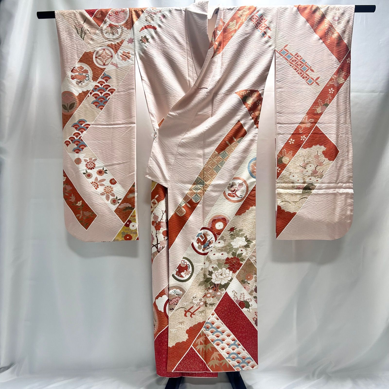 着物 帯 セット 振袖 成人式 袋帯 華やか 花 ピンク レディース 中古品 