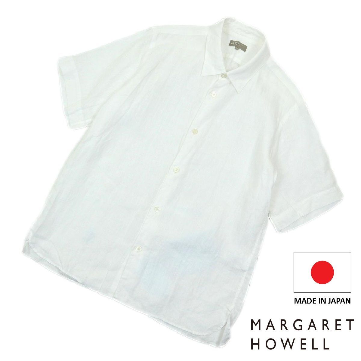 【B3812】【美品】【日本製】MARGARET HOWELL マーガレットハウエル 半袖シャツ 麻100％ 579-0150628 メンズ サイズM 7,821円