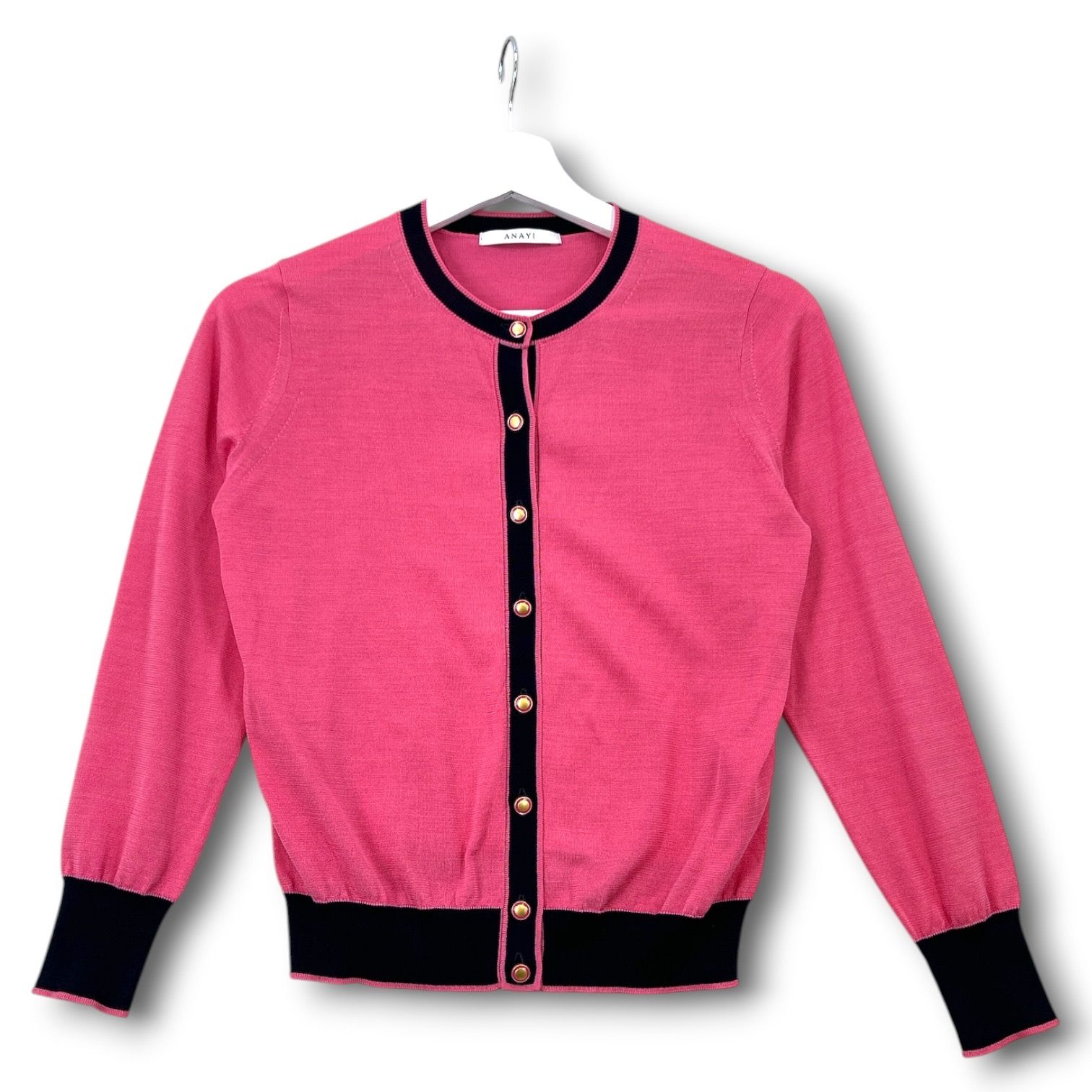 ANAYI アナイ ハイゲージバイカラーカーディガン コットン シルク