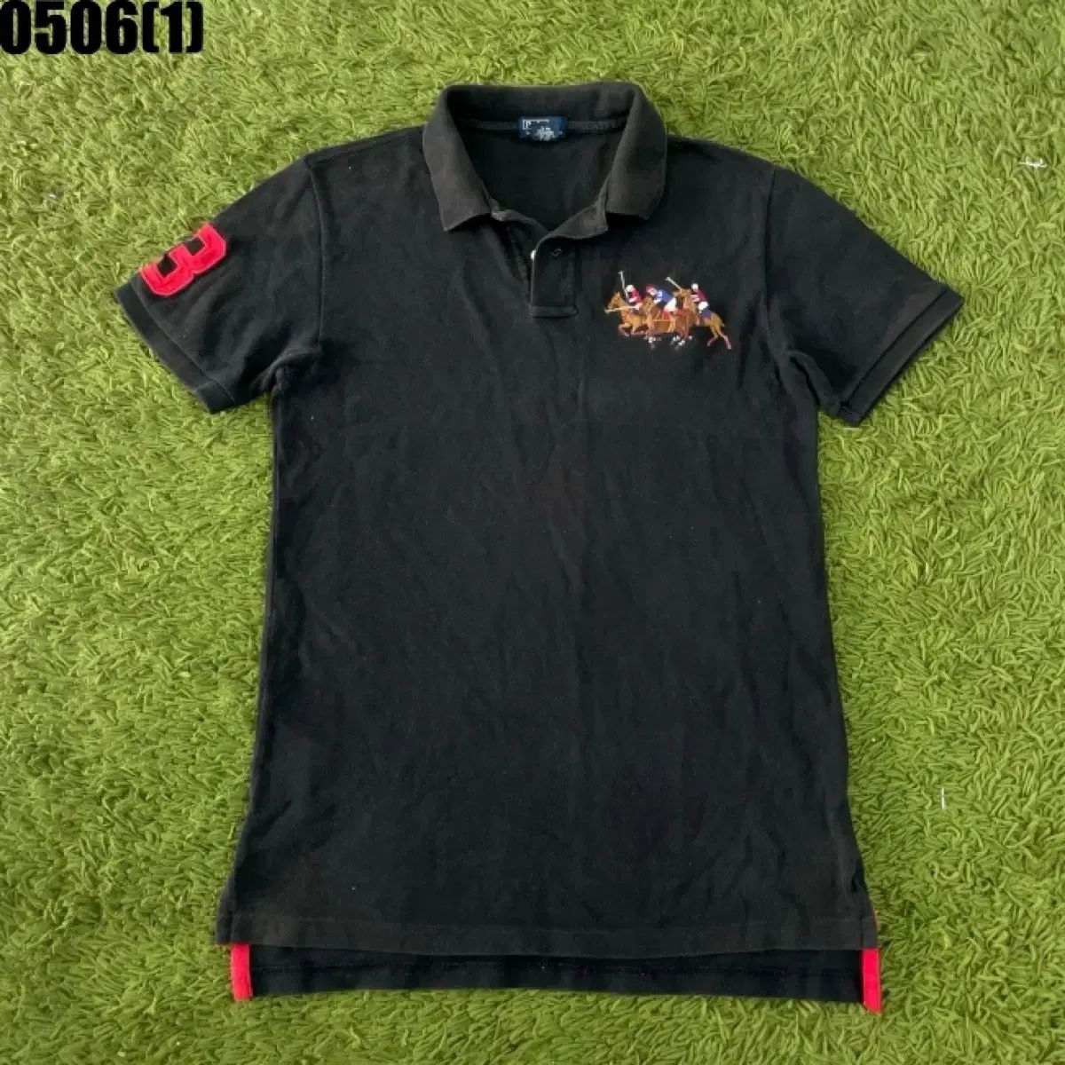 ポロ ラルフローレン ブラック 半袖 カラーTシャツ 乗馬 3 XL 20