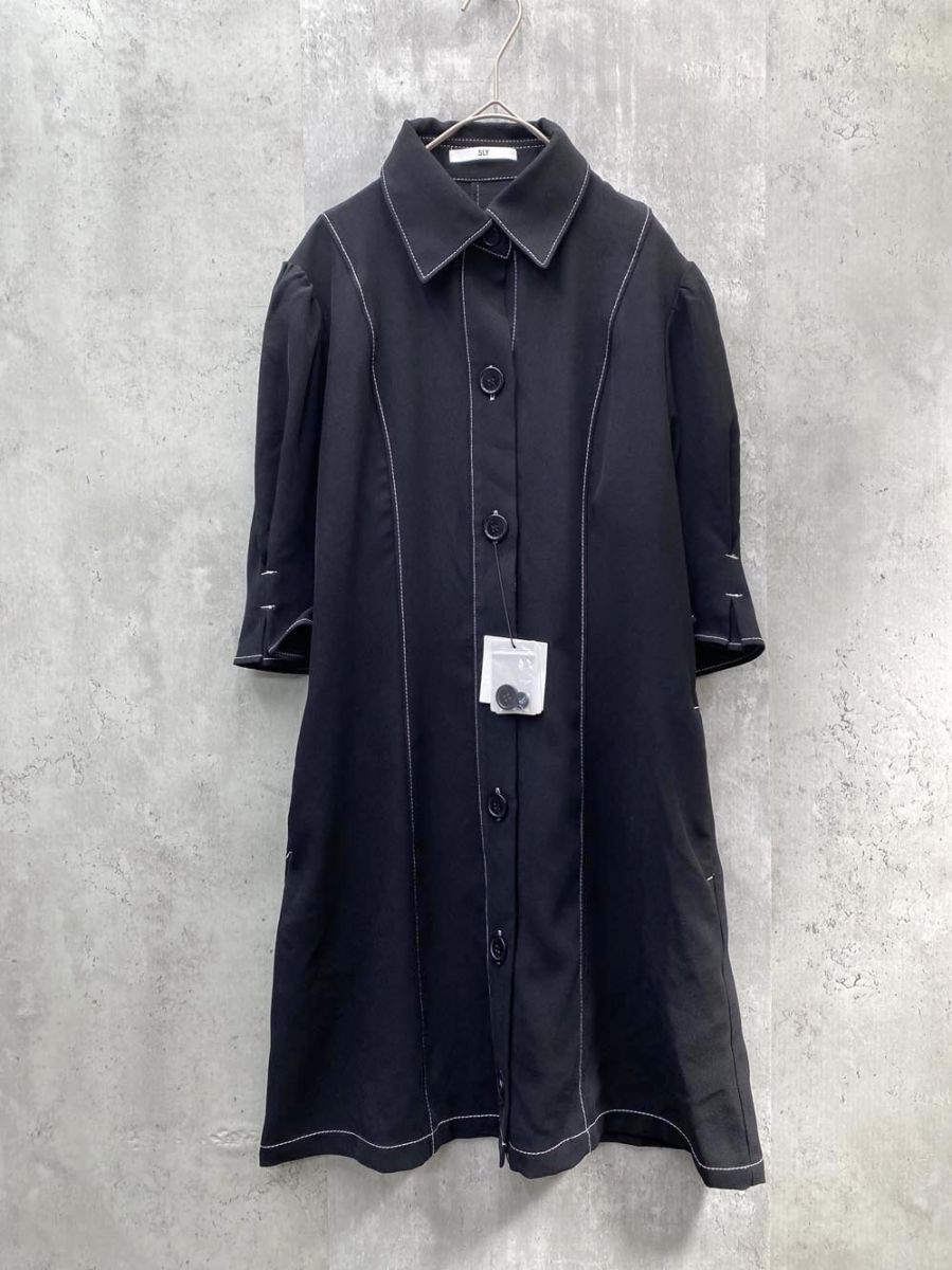 新品 SLY スライ TUCK SLEEVE FRONT BUTTON ワンピース size2/ブラック ■◇◎レディース 5,852円