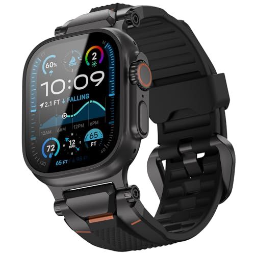 ULTIMAL ウォッチ バンド for Apple Watch Ultra 3/2/1対応 49mm/46mm/45mm/44mm メンズモデル、シリコンバンドに耐久性のあるステンレススチールバックル付き。t 84b20dfb