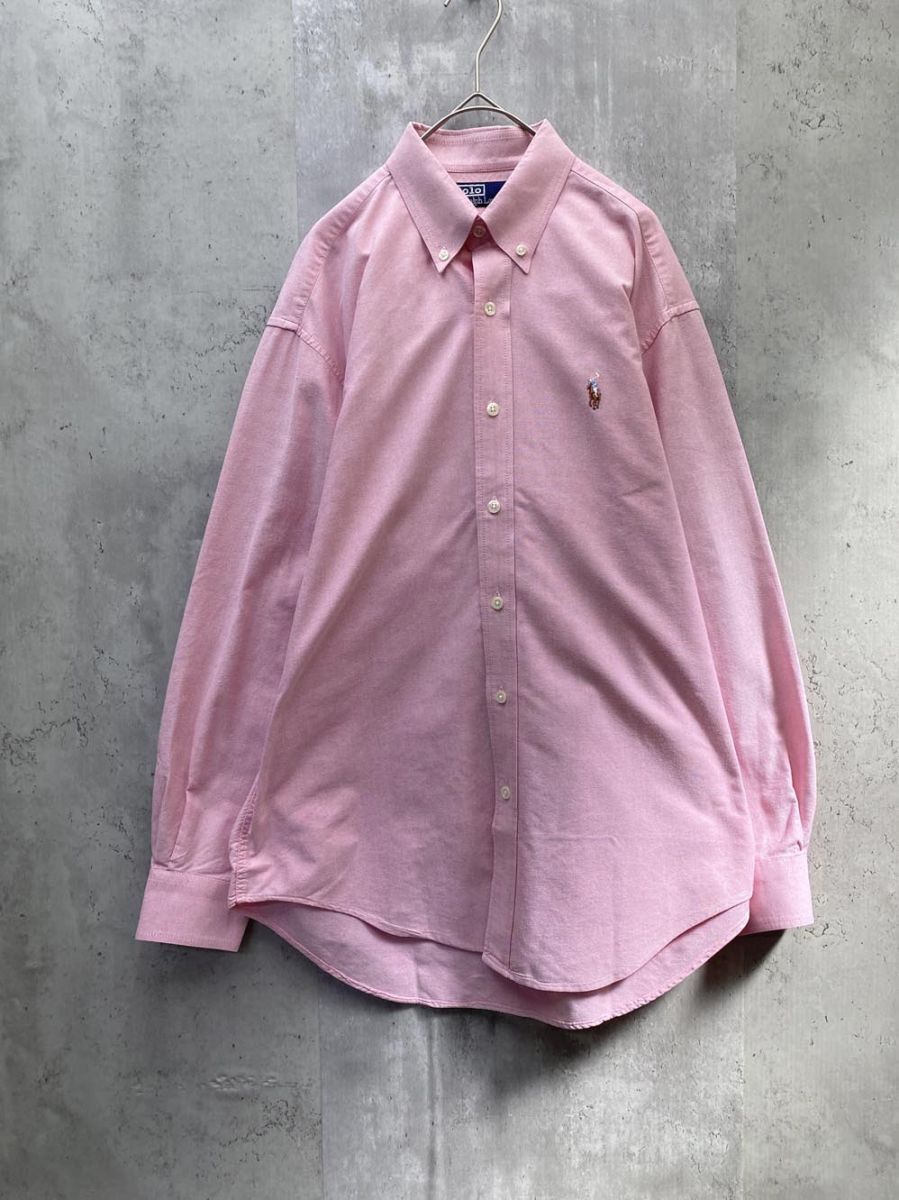 美品 Polo by Ralph Lauren ポロバイラルフ ローレン コットン100% ボタンダウン シャツ sizeM/ピンク ■◇◎メンズ