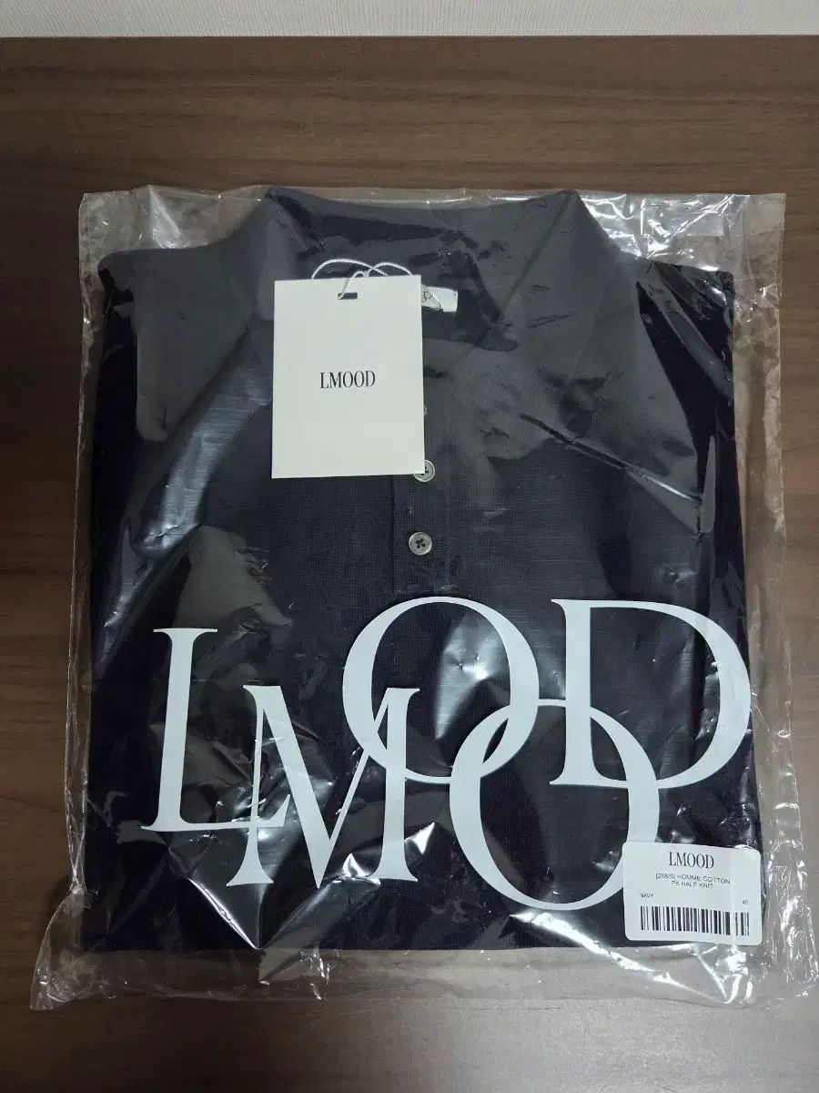 (新品) LMOOD エルムード / オム コットン PK ハーフ ニット / ネイビー 46