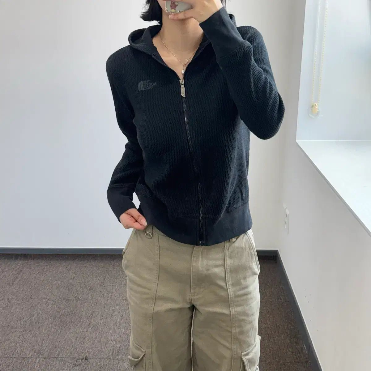 THE NORTH FACE ノースフェイス ワッフル ブラック フードジップアップ