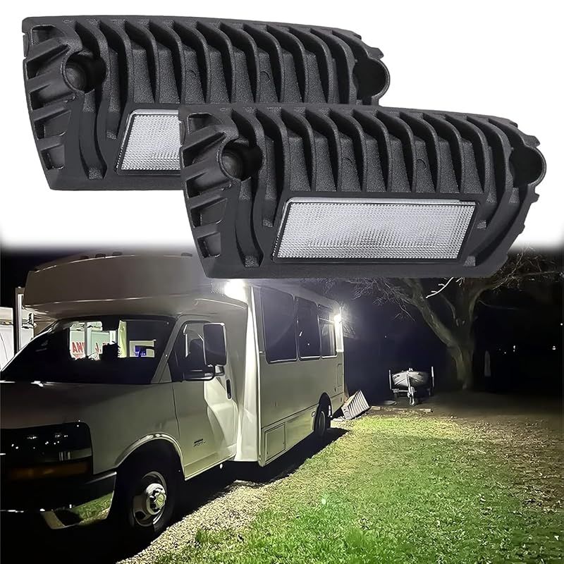 【新品】 Chelhead RV外部ランプ 12V DC 低電流 Ledポーチランプ アルミ ベースLedシーンランプ RVキャンピングトレーラーポーチ 牽引 第5ラウンド多目的車と互換性 ブラック …