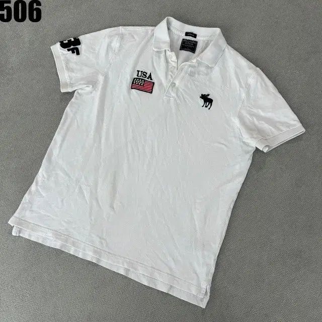 アバクロンビー 白 半袖 ポロTシャツ USA パッチ
