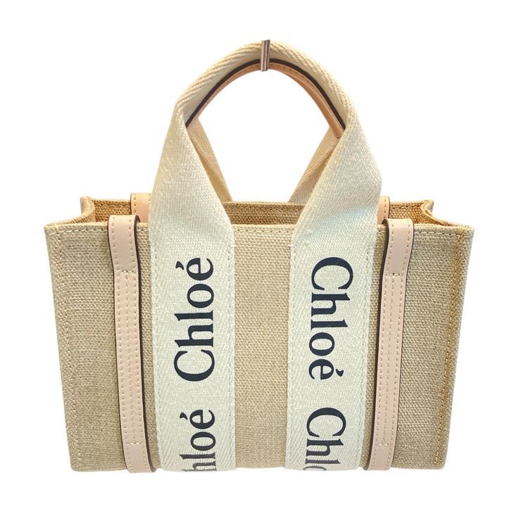 クロエ Chloe ウッディ Woody ミニ トートバッグ ベージュ ピンク 保存袋付き キングラム[24]