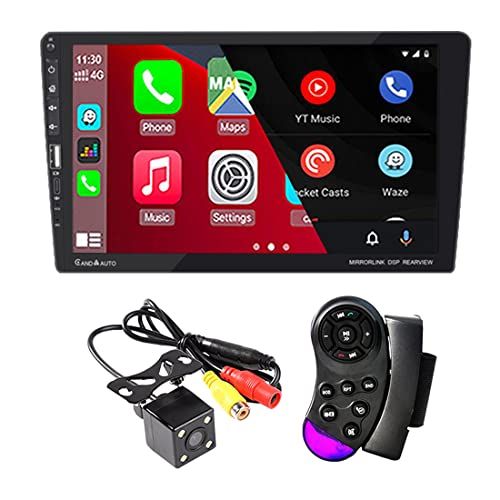 【新品】1Din 9インチ カーラジオ ステレオレシーバー タッチスクリーン Bluetooth マルチメディアビデオプレーヤー Apple CarPlay Android Auto AM/FM/2USB/ミラーリンク DSP内蔵 ステアリン dabe8a88