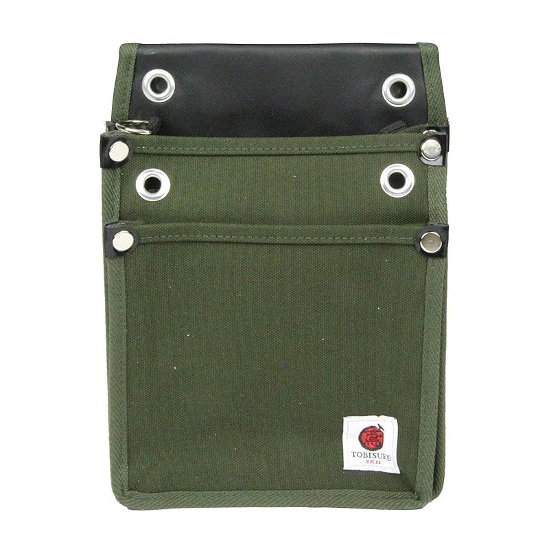 【新品】 SK11帆布鳶用腰袋2段 国防 TSH-2D-DG 薄型 潰れやすいジャバラ構造 底部補強 内側ポケット付