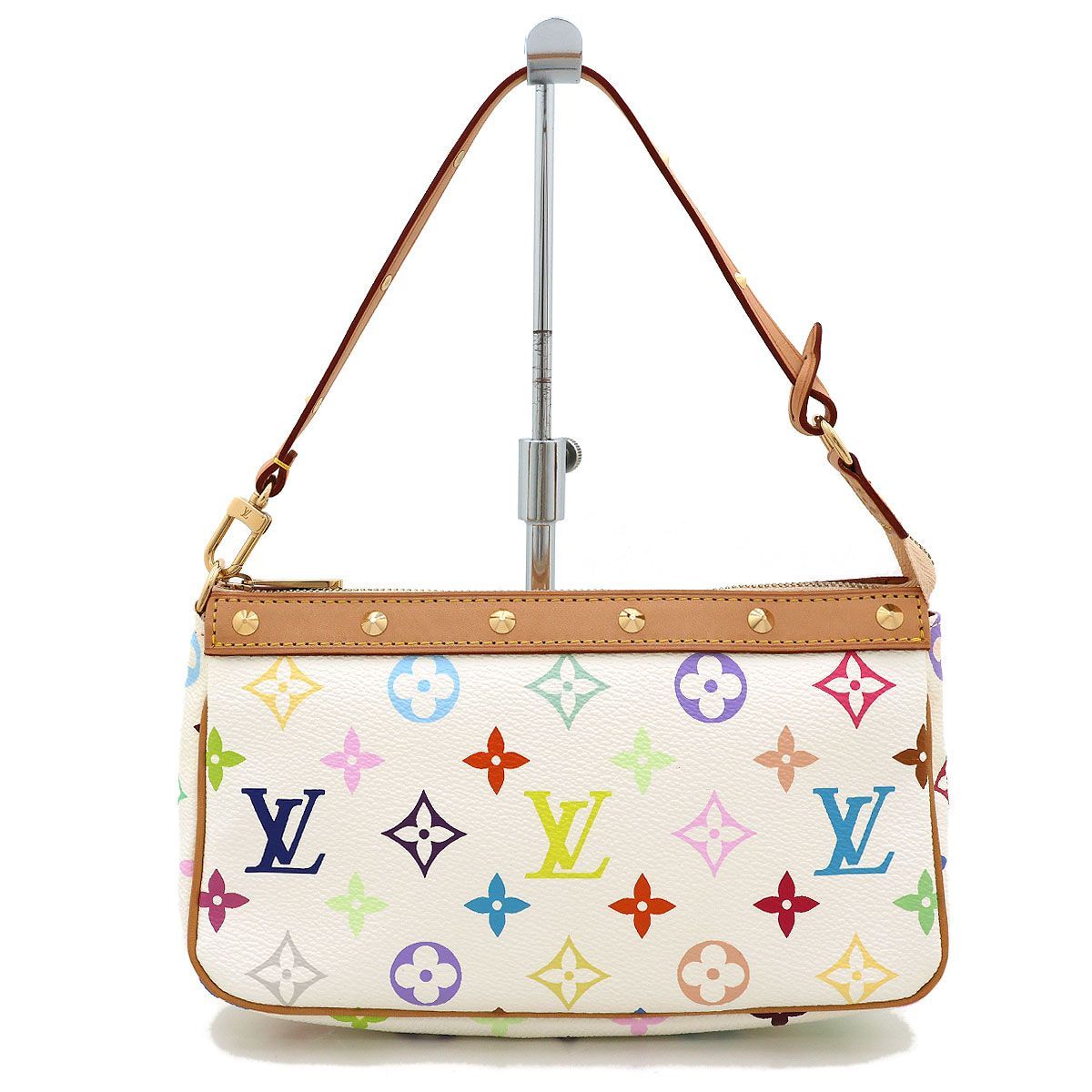 【 美品 】LOUIS VUITTON ルイ・ヴィトン ハンドバッグ モノグラム・マルチカラー ポシェット アクセソワール M92649 ブロン フランス製 レディース ポーチ