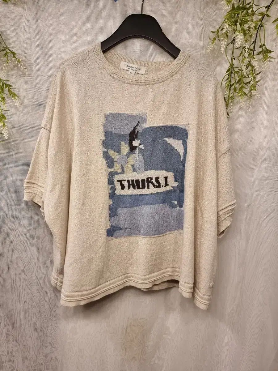 未使用 S フラワー ペイント インタシャ ニット オーバーサイズ 半袖T Thursday Island