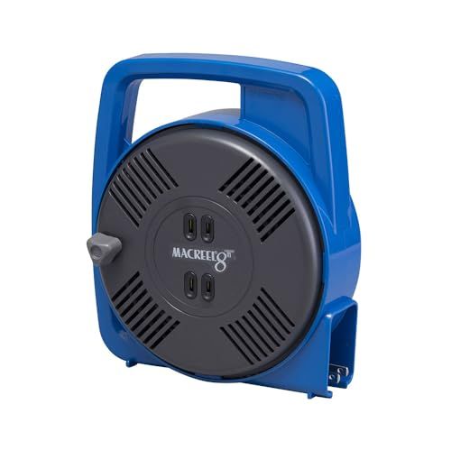 ハタヤ (HATAYA) コードリール 屋内用 ホームリール 100V型 手動巻 8m 温度センサー内蔵 (電線溶解防止機能) コンセント2個 コンパクト 家庭用 ギフト用 マックリール MS-8-B ブルーpms 5728a1ca
