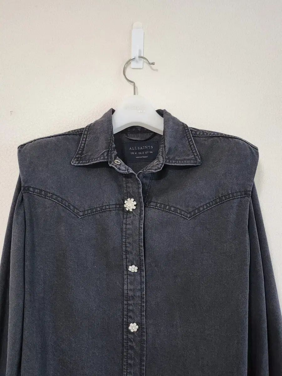 ALLSAINTS オールセインツ フラワー ボタン デニムシャツ（34