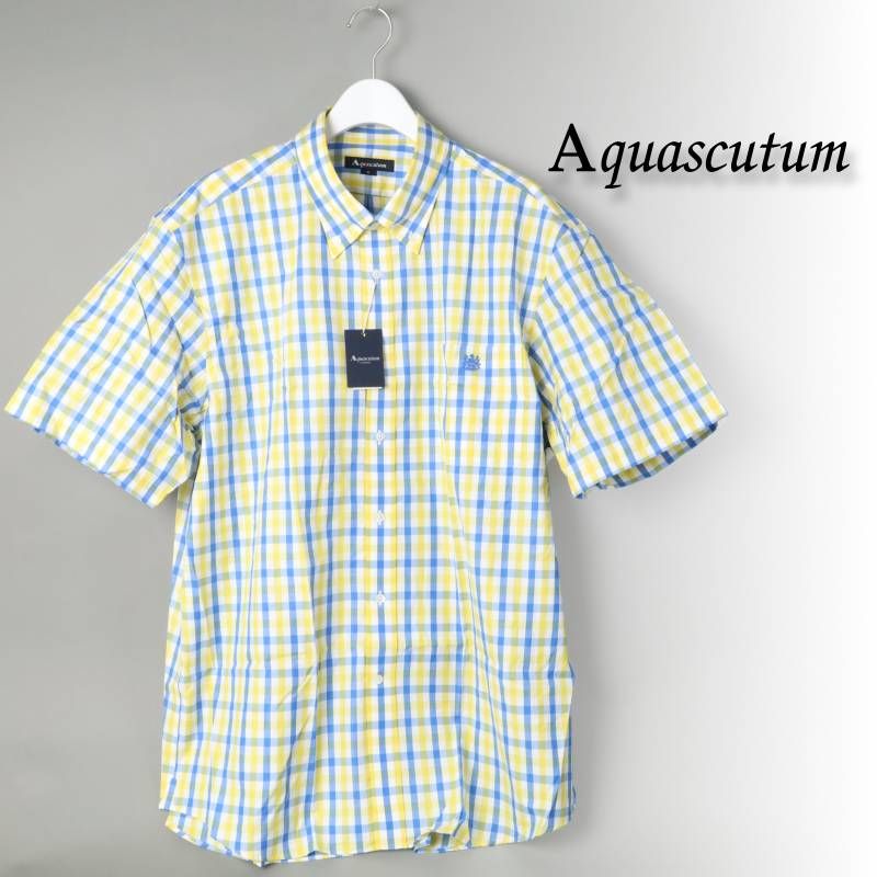新品 Aquascutum (Men) アクアスキュータム カラードクラブチェックシャツ 4L 日本製 # 887