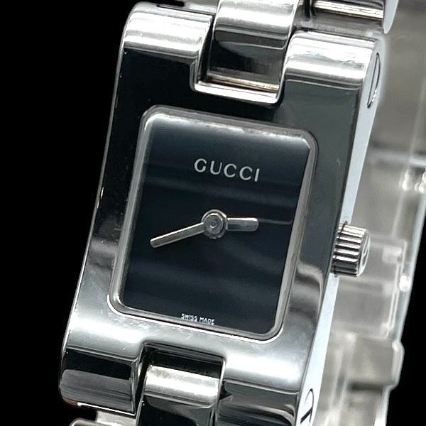 【稼動】 グッチ 腕時計 2305L QZ スクエア 黒文字盤 レディース 稼働品 GUCCI グッチ レディース腕時計 2305L スクエア型 クォーツQZ