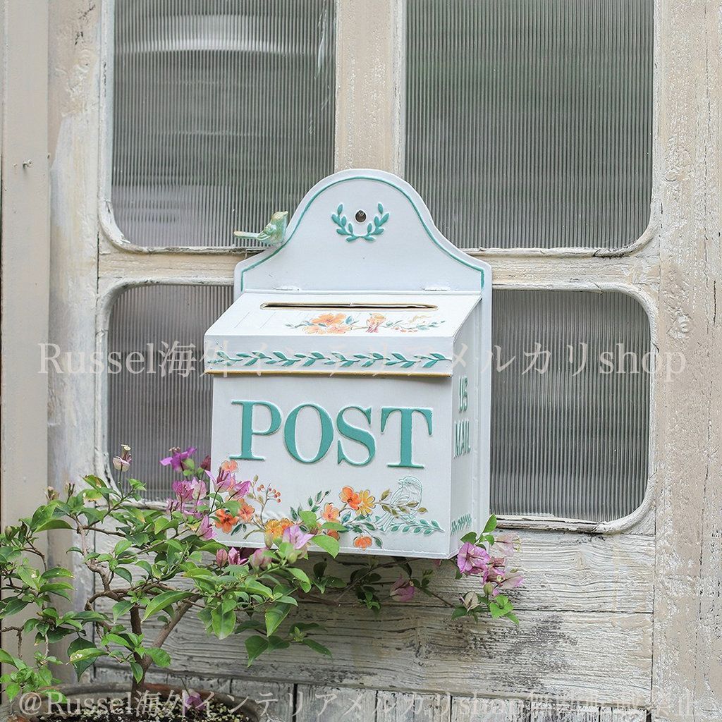 ポスト ガーデンオブジェ 鳥 鳥モチーフ 花柄 フラワー 鉄 ホワイト 白 郵便受け ガーデニング 雑貨 ガーデン雑貨 ガーデンインテリア ガーデン インテリア 庭の装飾 お洒落 おしゃれ 8-14