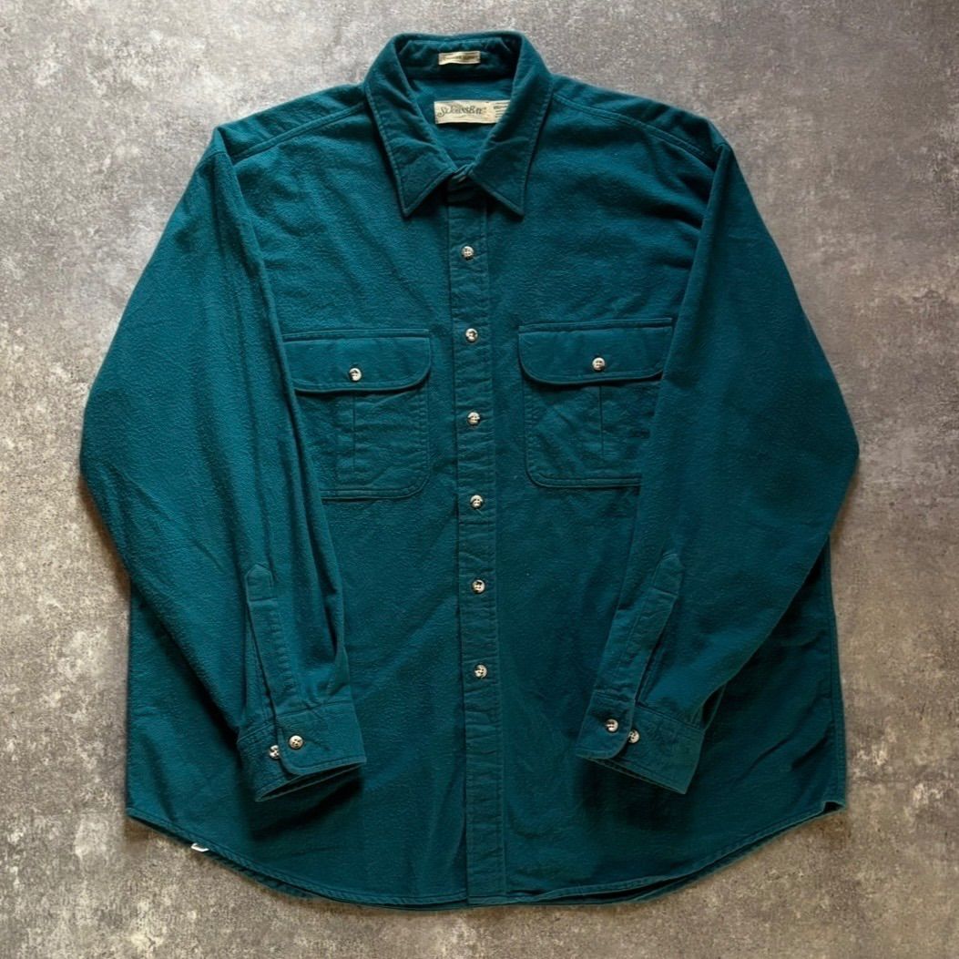 90年代 90s STJOHN'S BAY セントジョンズベイ シャモアクロス コットン シャツ ターコイズ