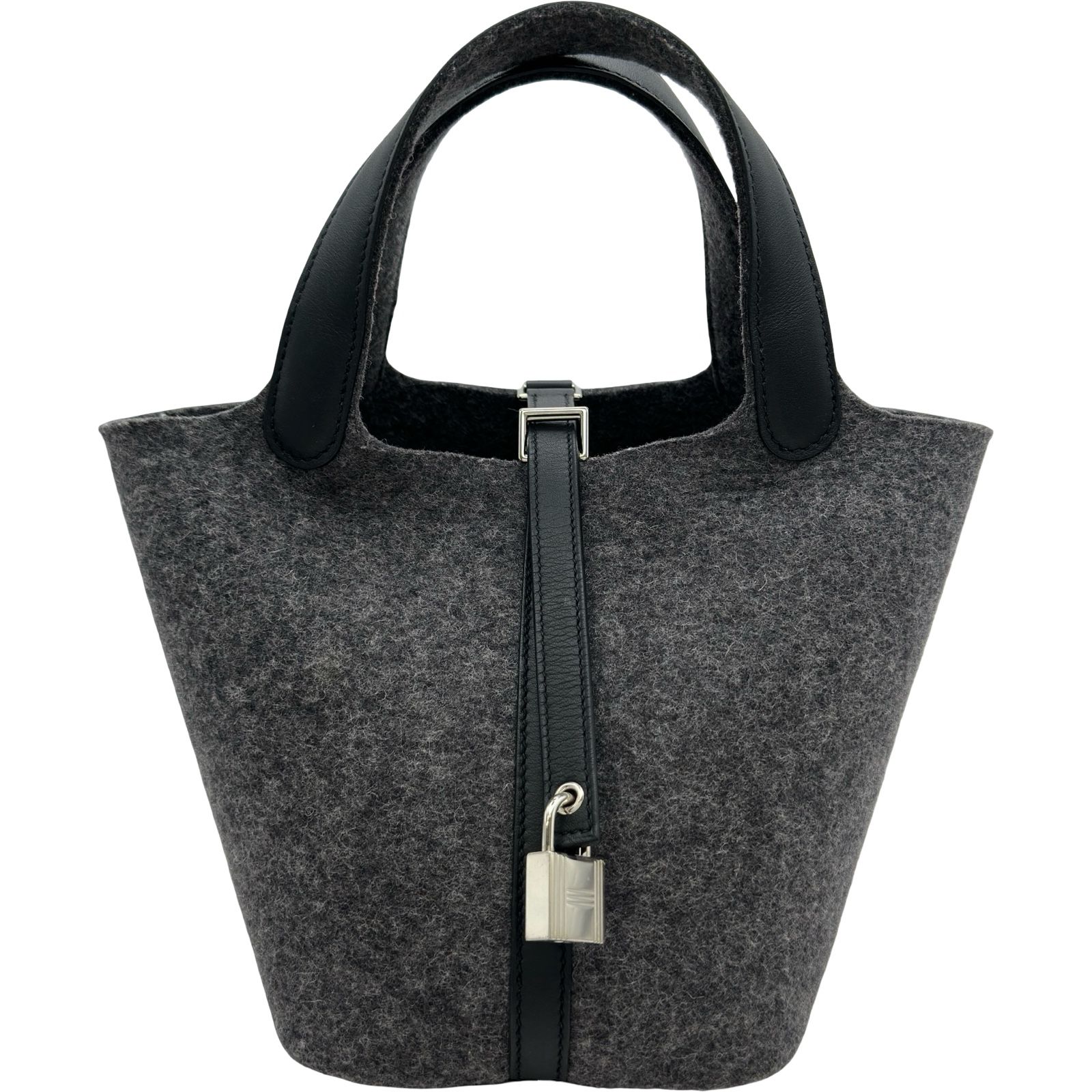 エルメス HERMES ピコタンロックPM Y刻 グレー/シルバー金具 フェルト レディース ハンドバッグ