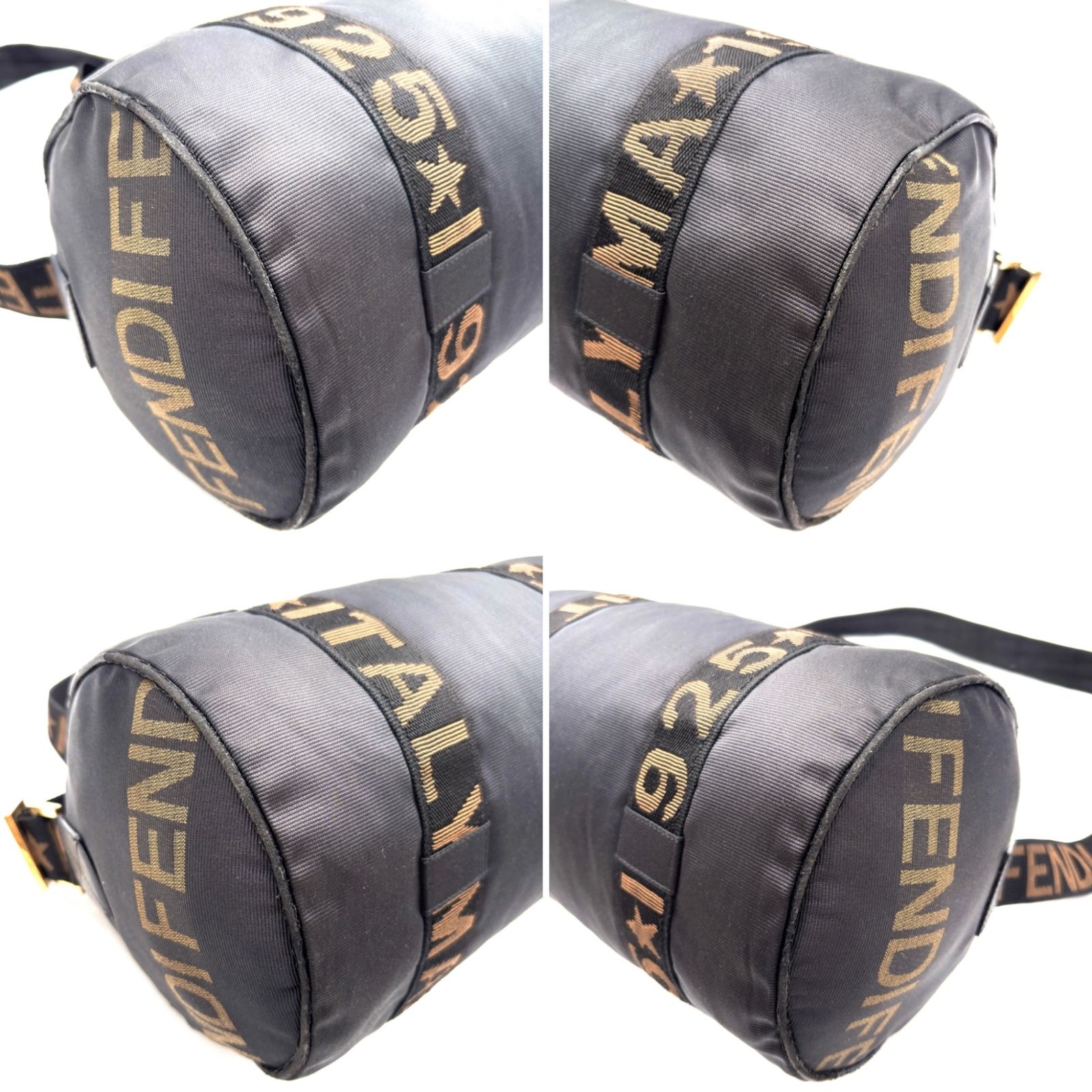 FENDI フェンディ　ドラムバック FENDI フェンディ ロゴテープ 2way ボストンバッグ ドラムバッグ