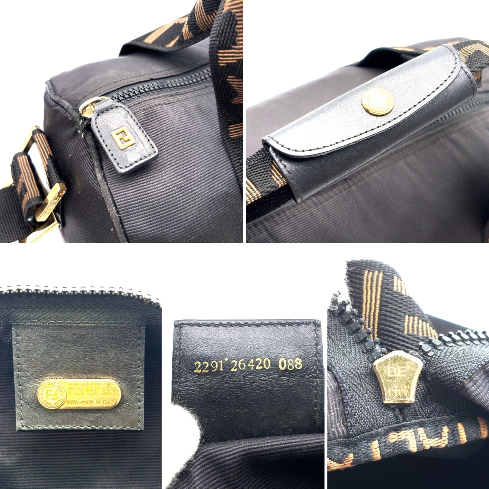 FENDI フェンディ ロゴテープ 2way ボストンバッグ ドラムバッグ