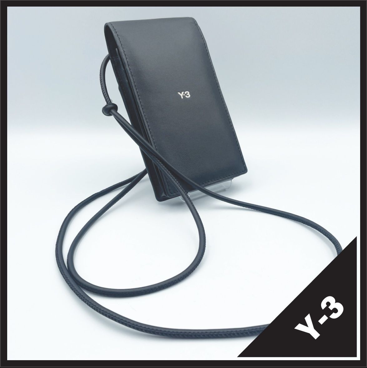 Y-3（ワイスリー） スマホポーチ ショルダーバッグ ネックポーチ レザー 本革 ブラック 黒 ロゴ ミニバッグ ポシェット モード ストリート アディダス ヨウジヤマモト 斜め掛け ユニセックス