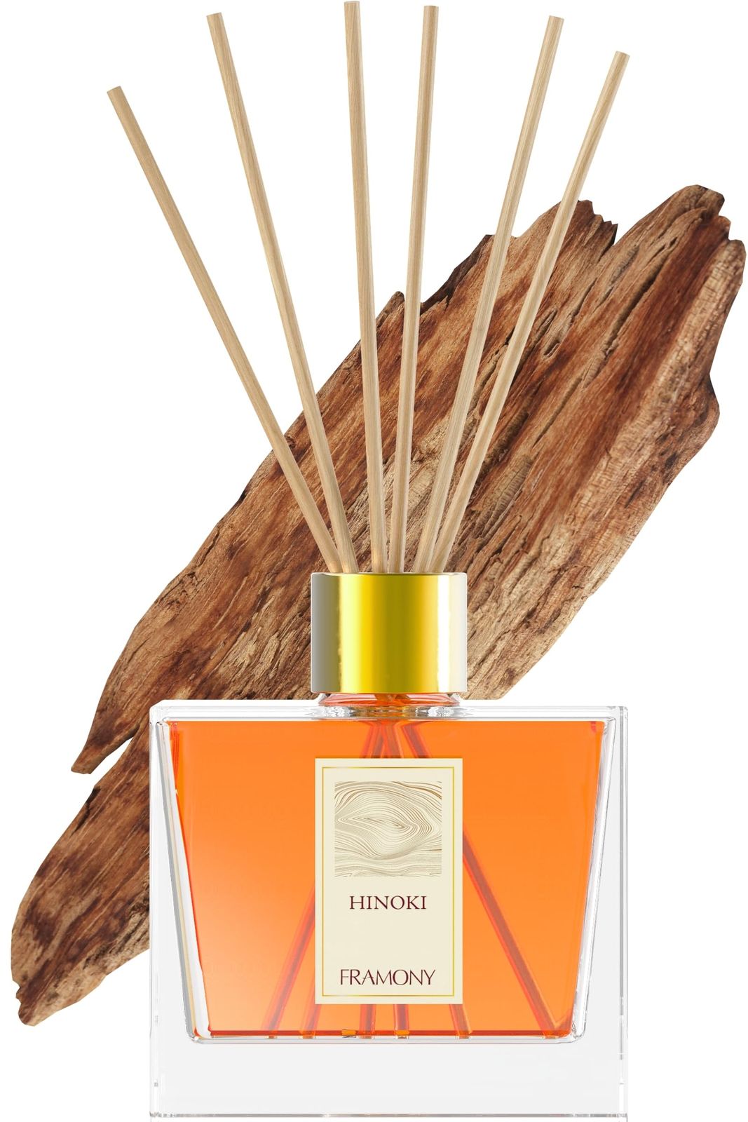 【エタノールフリー】FRAMONY ヒノキ リードディフューザー ホテルのような落ち着くウッディな香り 200ml ルームフレグランス 芳香剤 ギフト 国内発送 8c04e47e